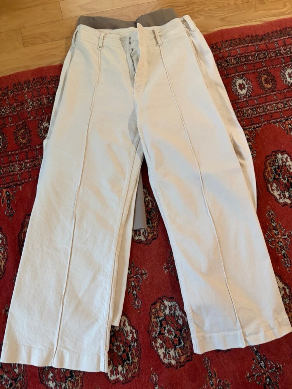 Zara Cream Wide Leg Jeans Front Seam Size 6